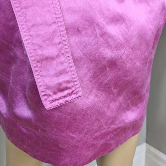 Vintage y2k 2000s Jennifer George Jacket Pink Satin Belt Tie Marbled Size 6 - Picture 7 of 9